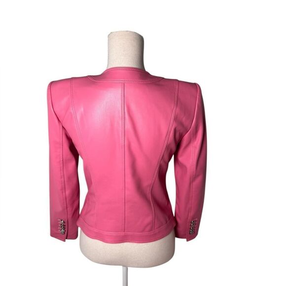 Veronica Beard Ozuna Faux-Leather Jacket Pink 2 - Picture 4 of 7